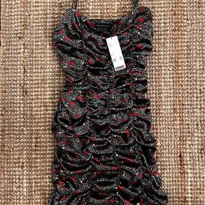 Urban Outfitters Black and Red Ruched Dress